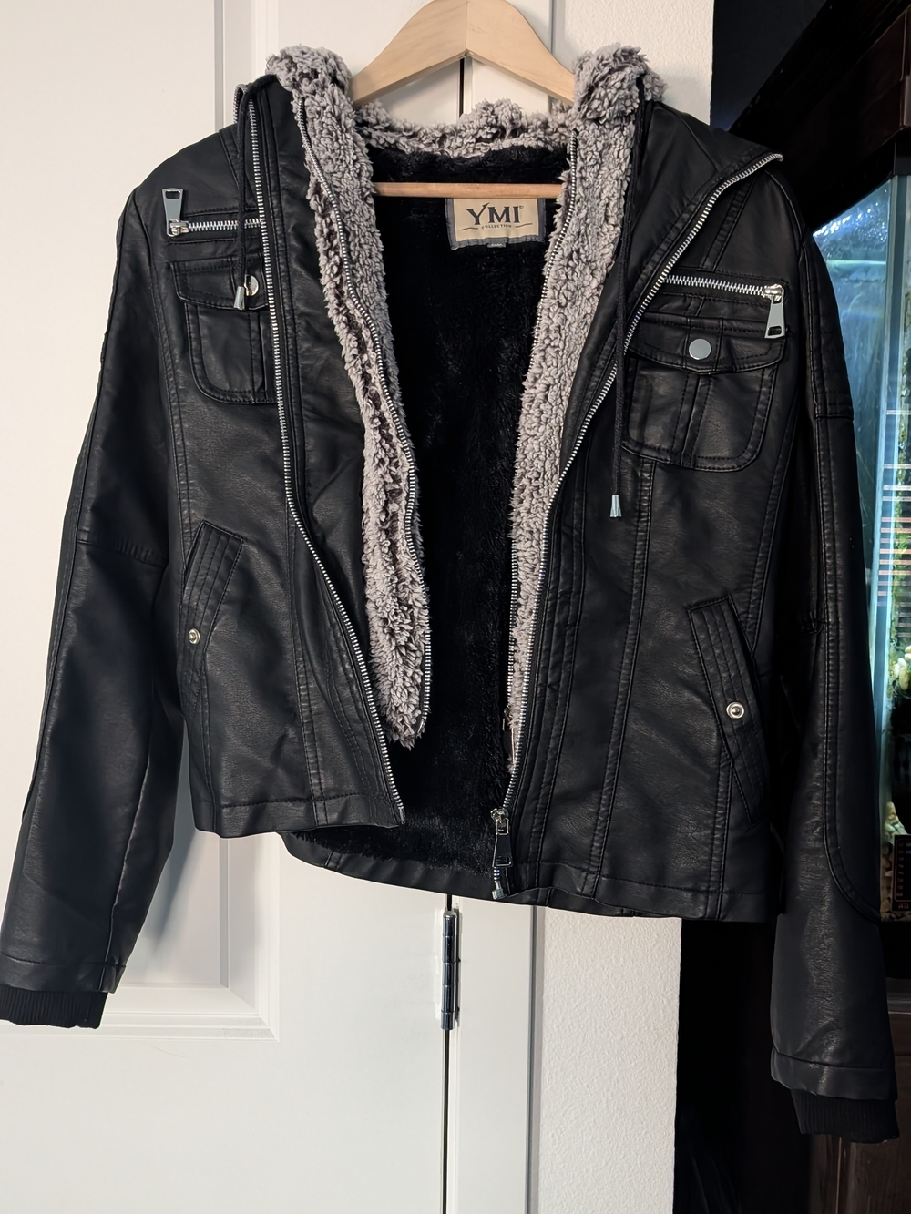 YMI Faux Leather Moto Jacket Black Small
